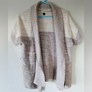 Sonoma Tan/Beige and White Knit Sleeveless Cardigan - Size Medium